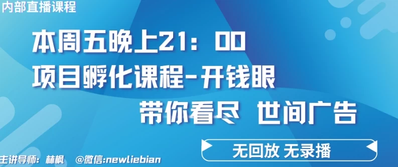 【大揭秘】4.26日内部课程 开放了《项目孵化-开钱眼》赚钱的底层逻辑