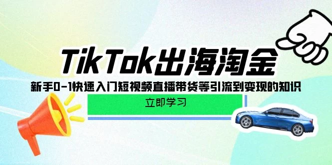 TikTok-出海淘金,新手快速入门、短视频、直播、带货等引流到变现