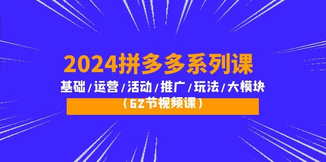 2024拼多多系列运营课:基础/入门/活动/推广/大模块(62节视频课)