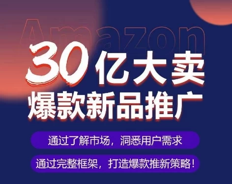 亚马逊·30亿大卖爆款新品推广,可复制、全程案例实操的爆款推新SOP,轻松上手