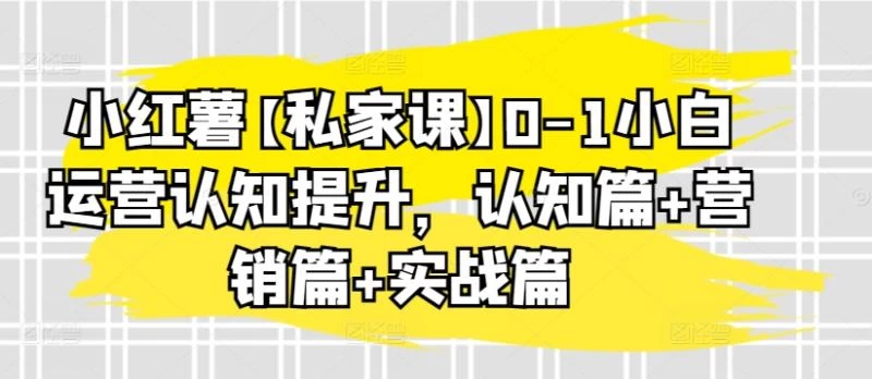 小红薯私家精品课：小白运营认知提升，认知篇、 营销篇、 实战篇，快速提升