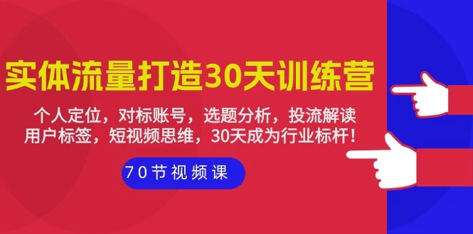 【重大发现】30天实体店铺流量打造训练营:个人定位,对标账号,选题分析,投流解析