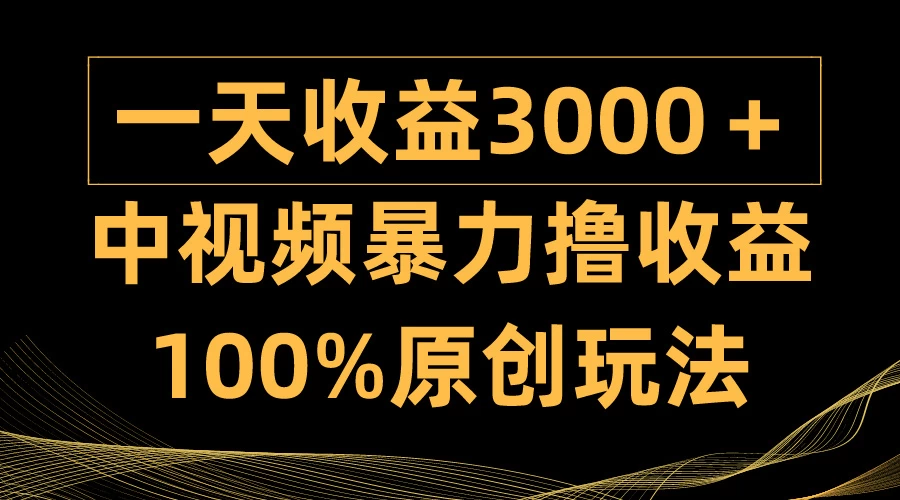 中视频暴力撸收益,原创玩法,轻松上手、多种变现方式