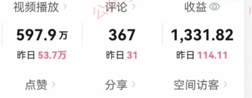 新平台分成计划收益爆炸玩法，10分钟1条原创视频，单条作品收益500+？