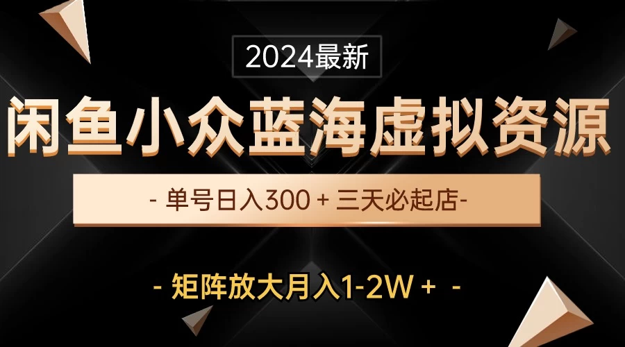 闲鱼蓝海项目:小众虚拟资源,三天必起店,轻松